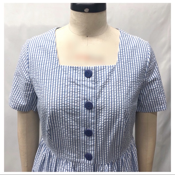 The Vermont Country Store Blue Seersucker Dress - Picture 5 of 11